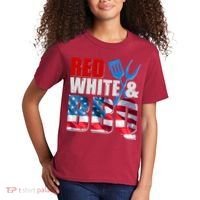 Red White And BBQ American USA Flag Kids T-Shirt thumb 2