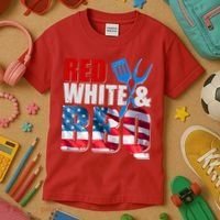 Red White And BBQ American USA Flag Kids T-Shirt thumb 3