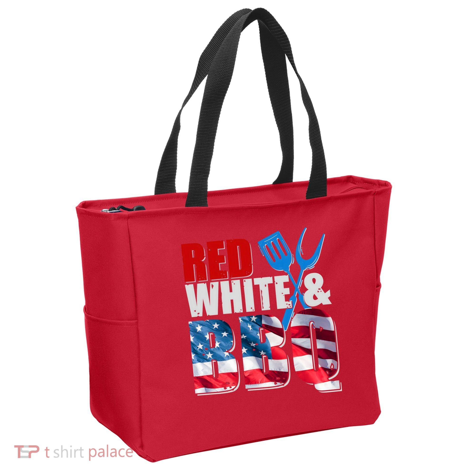 Red White And BBQ American USA Flag Tote Bag