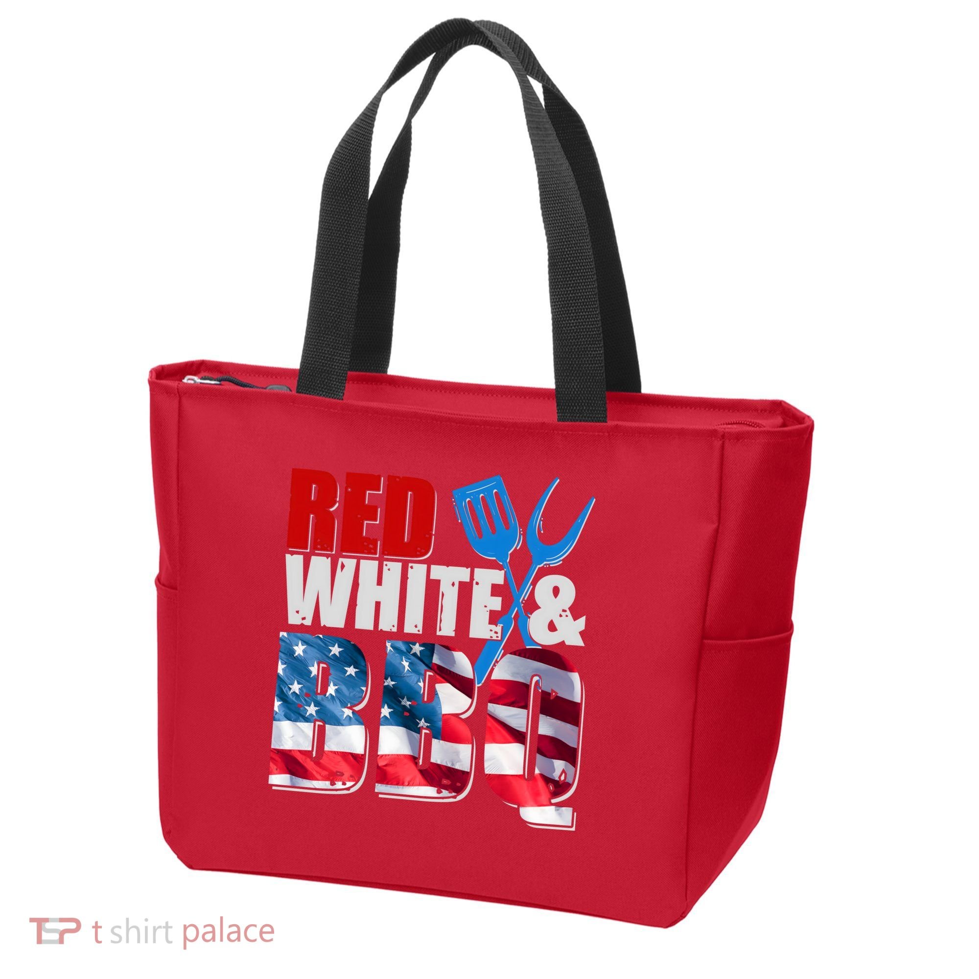 Red White And BBQ American USA Flag Tote Bag