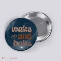 Retro Wake And Bake Funny Sourdough Starter Bread Baking Button thumb 0