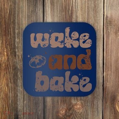 Retro Wake And Bake Funny Sourdough Starter Bread Baking Coaster