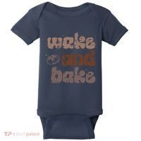 Retro Wake And Bake Funny Sourdough Starter Bread Baking Baby Bodysuit thumb 0