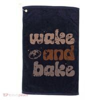 Retro Wake And Bake Funny Sourdough Starter Bread Baking Golf Towel thumb 0