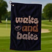 Retro Wake And Bake Funny Sourdough Starter Bread Baking Golf Towel thumb 1