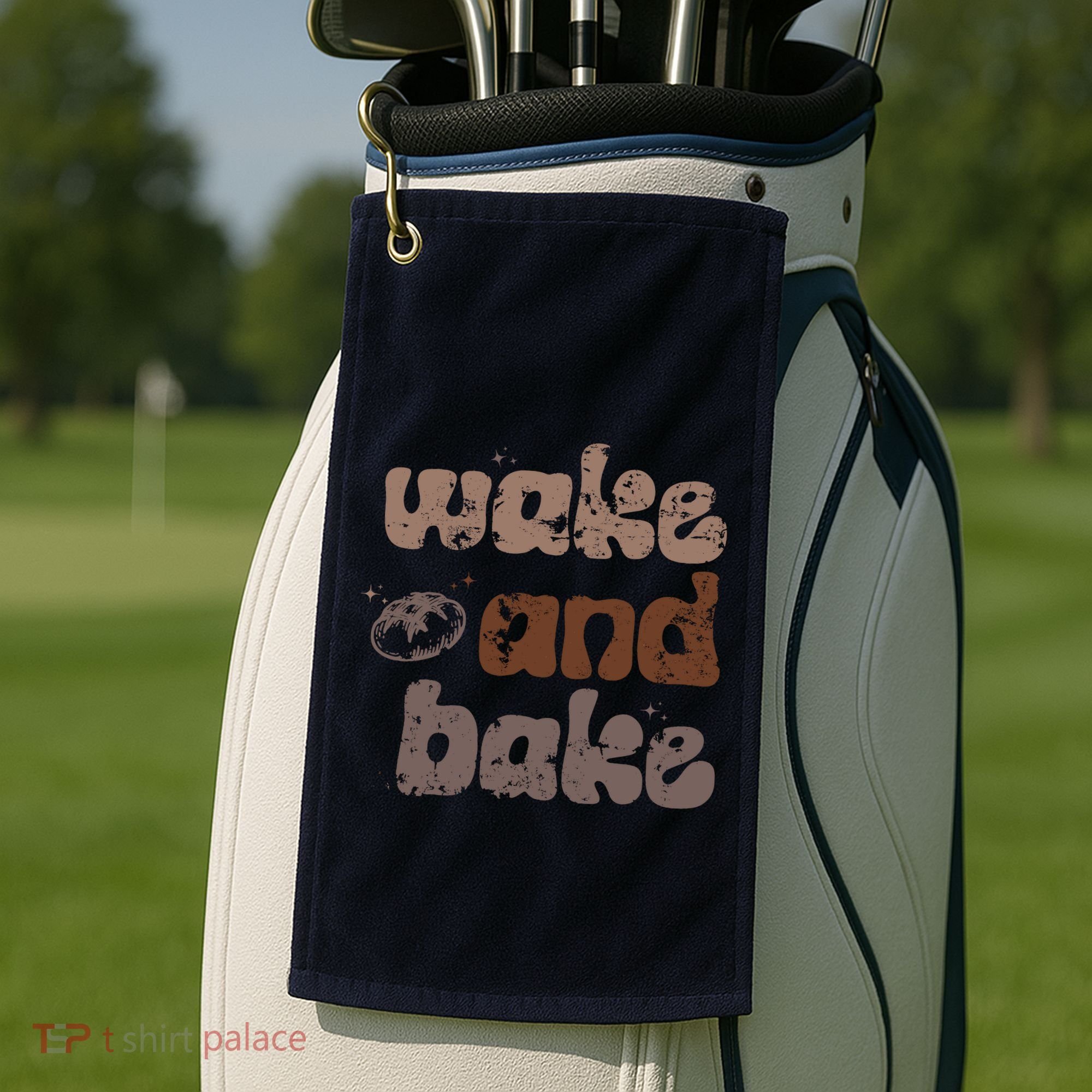Retro Wake And Bake Funny Sourdough Starter Bread Baking Golf Towel