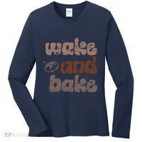 Retro Wake And Bake Funny Sourdough Starter Bread Baking Women's Long Sleeve Shirt thumb 0