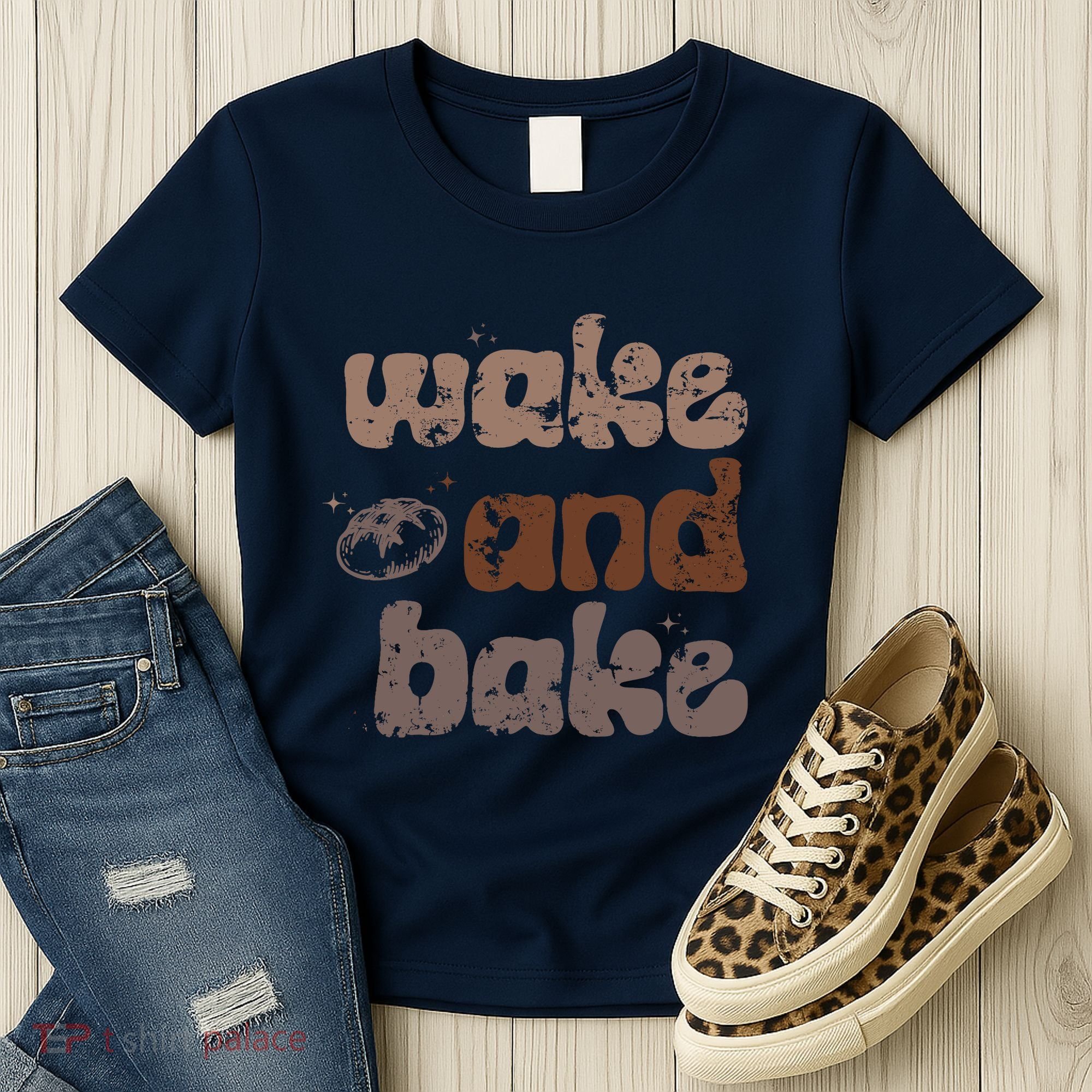 Retro Wake And Bake Funny Sourdough Starter Bread Baking Women's T-Shirt