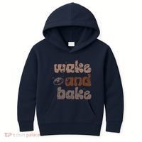 Retro Wake And Bake Funny Sourdough Starter Bread Baking Kids Hoodie thumb 0