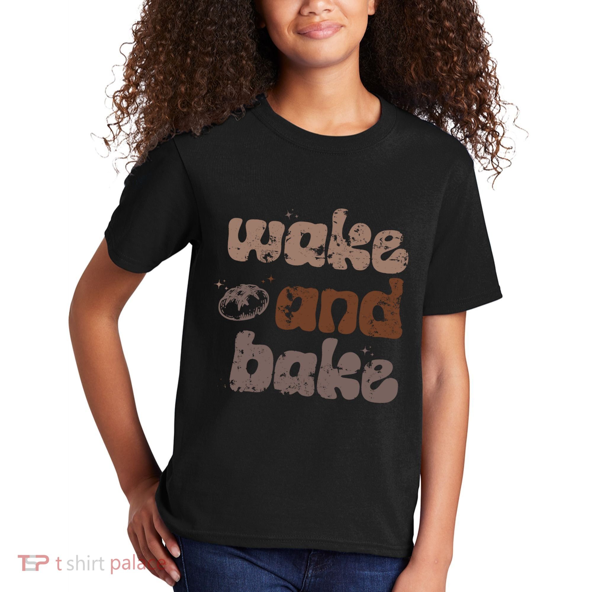 Retro Wake And Bake Funny Sourdough Starter Bread Baking Kids T-Shirt