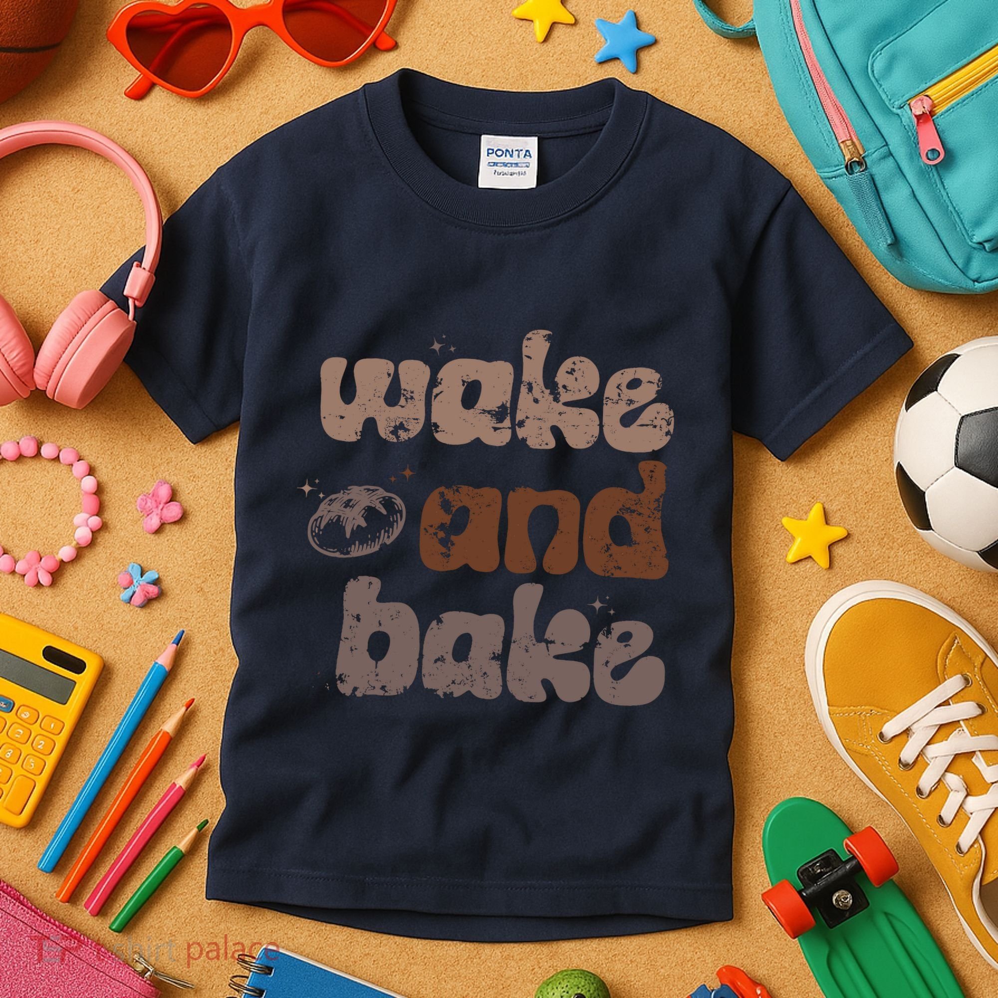 Retro Wake And Bake Funny Sourdough Starter Bread Baking Kids T-Shirt
