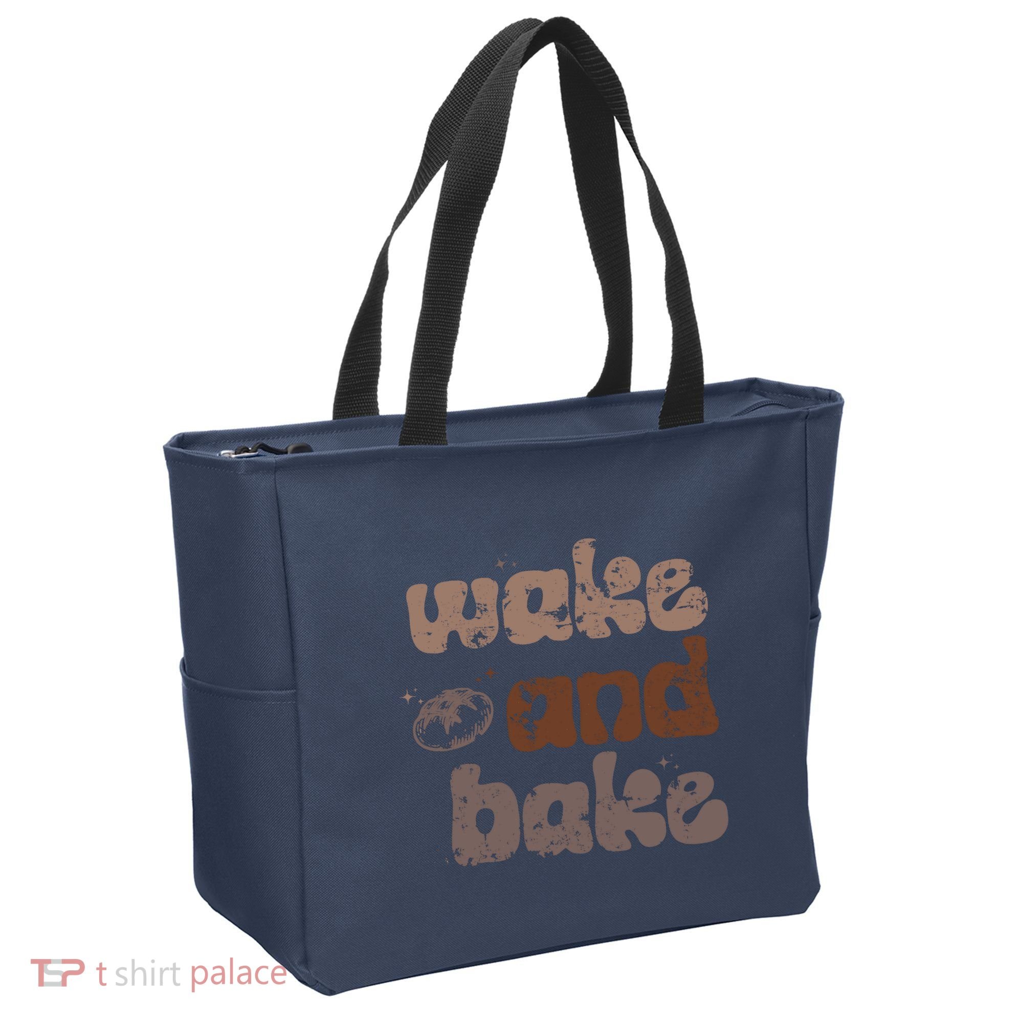 Retro Wake And Bake Funny Sourdough Starter Bread Baking Tote Bag