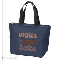 Retro Wake And Bake Funny Sourdough Starter Bread Baking Tote Bag thumb 3