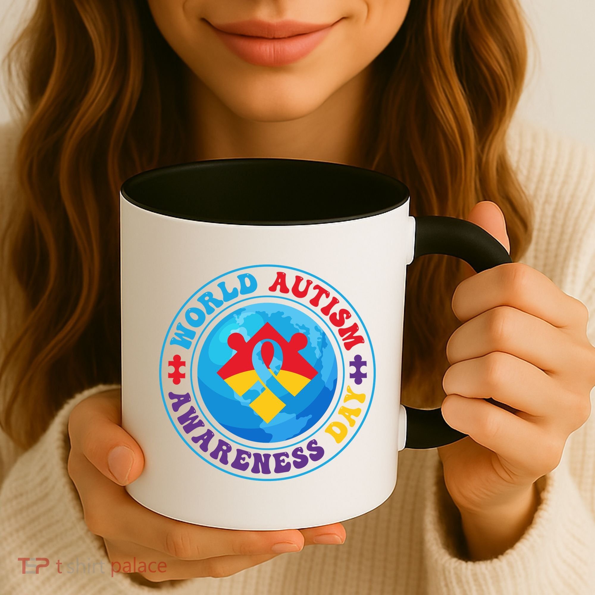 Ribbon World Autism Awareness Day Coffee Mug