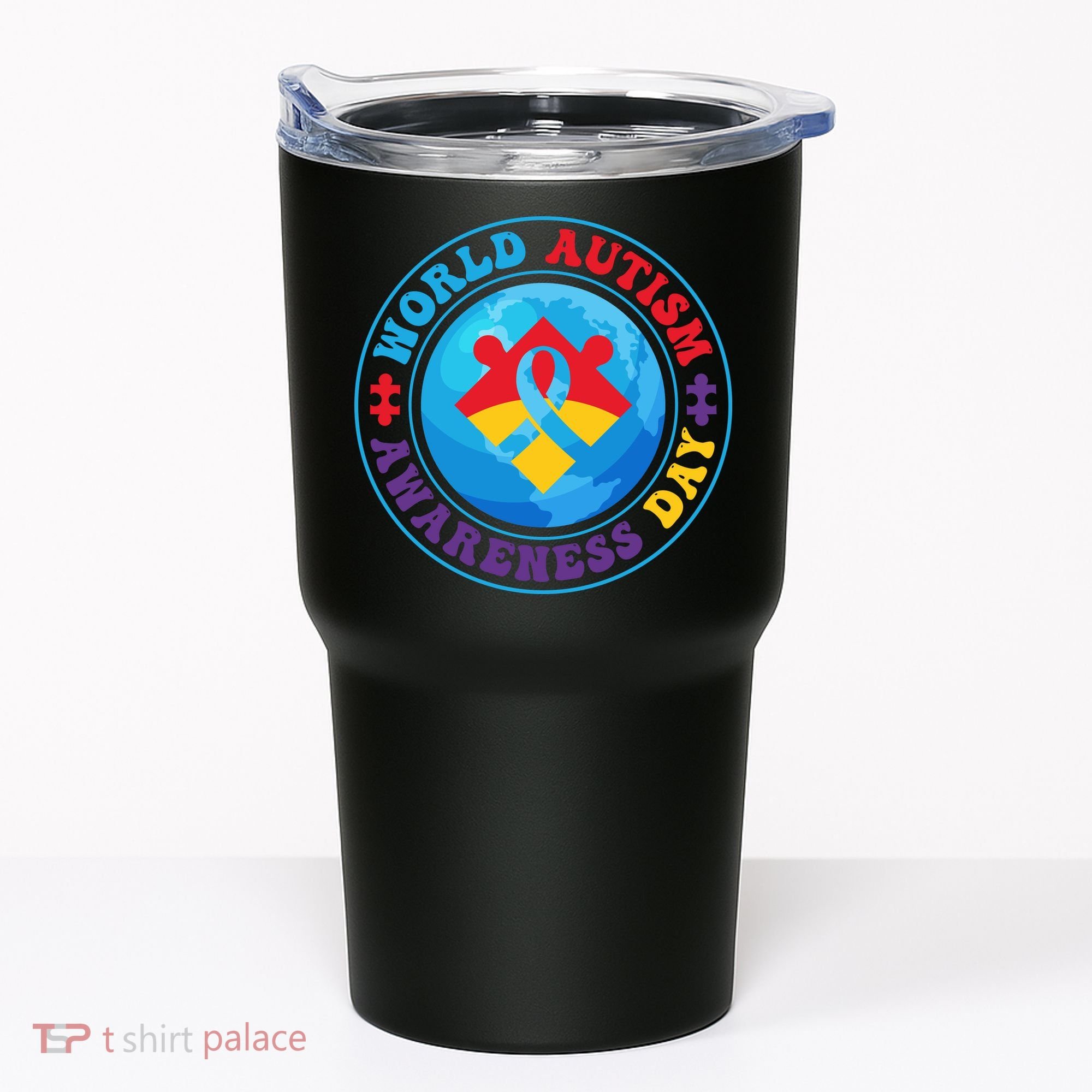 Ribbon World Autism Awareness Day Tumbler