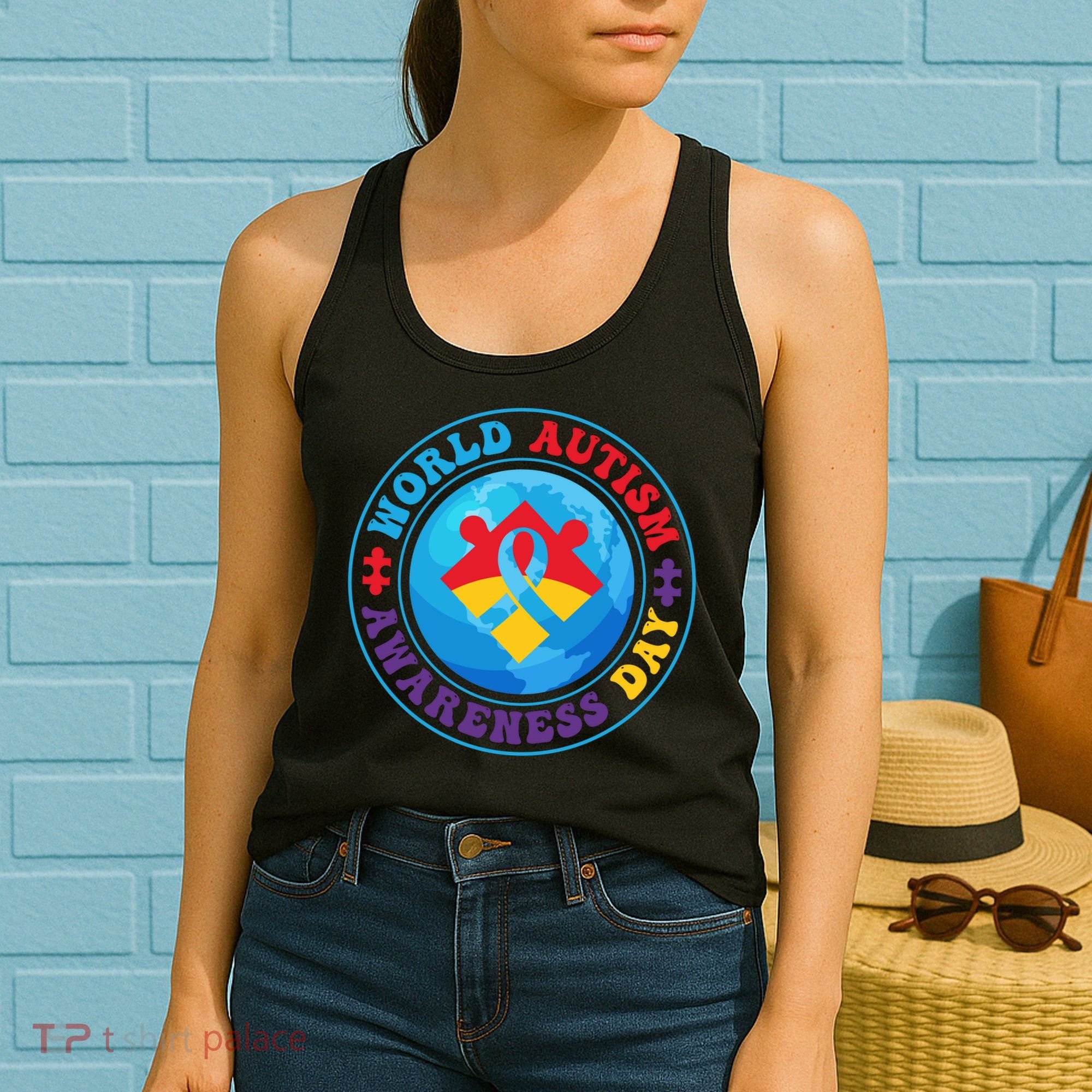 Ribbon World Autism Awareness Day Women's Tank Top