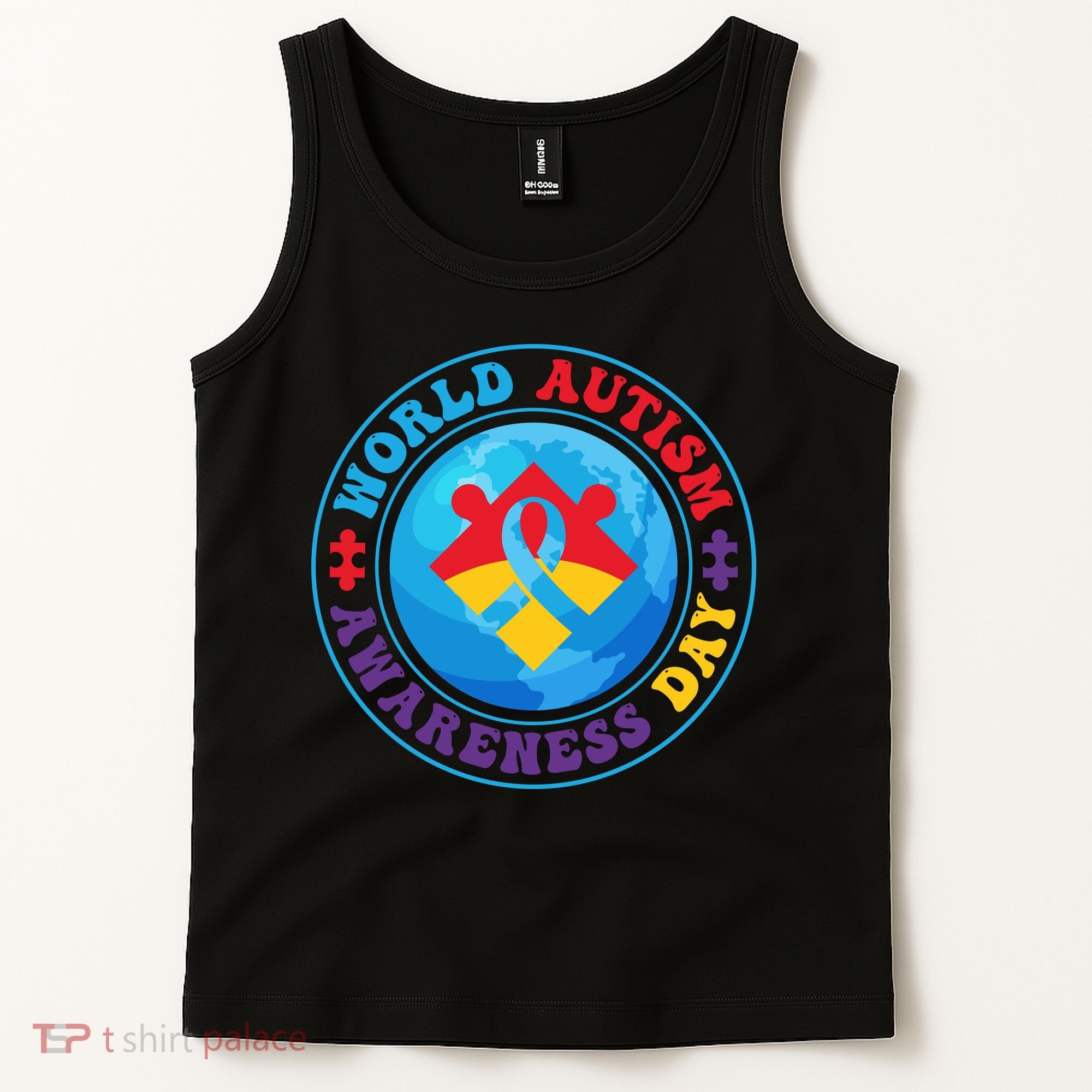 Ribbon World Autism Awareness Day Tank Top