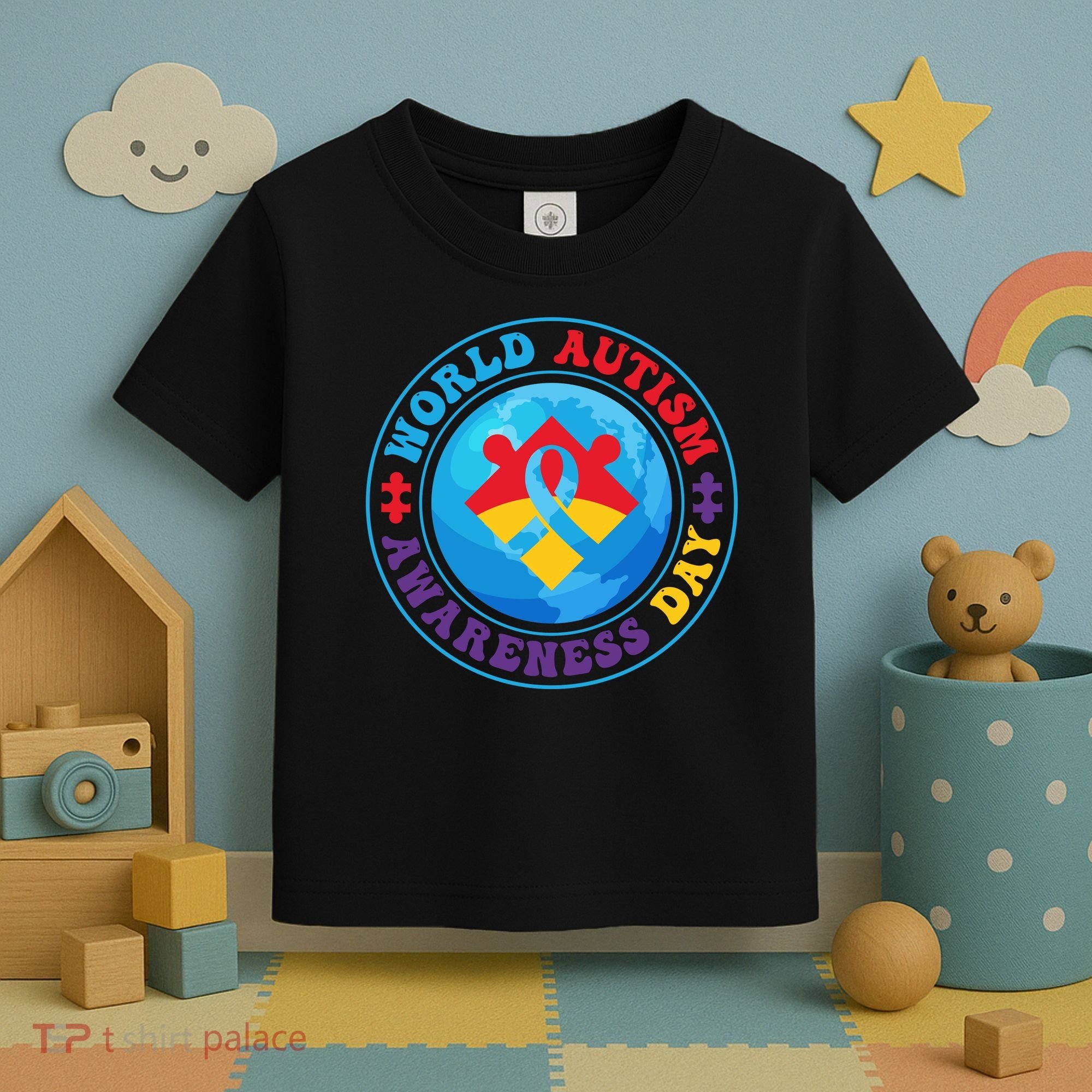 Ribbon World Autism Awareness Day Toddler T-Shirt