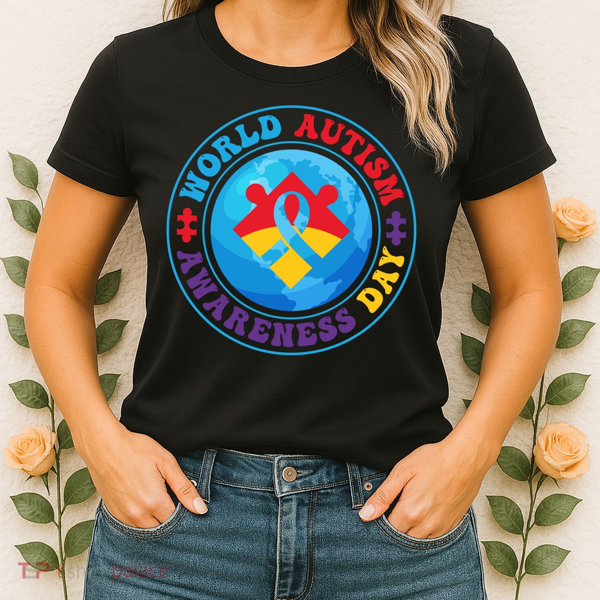 Ribbon World Autism Awareness Day Women's T-Shirt