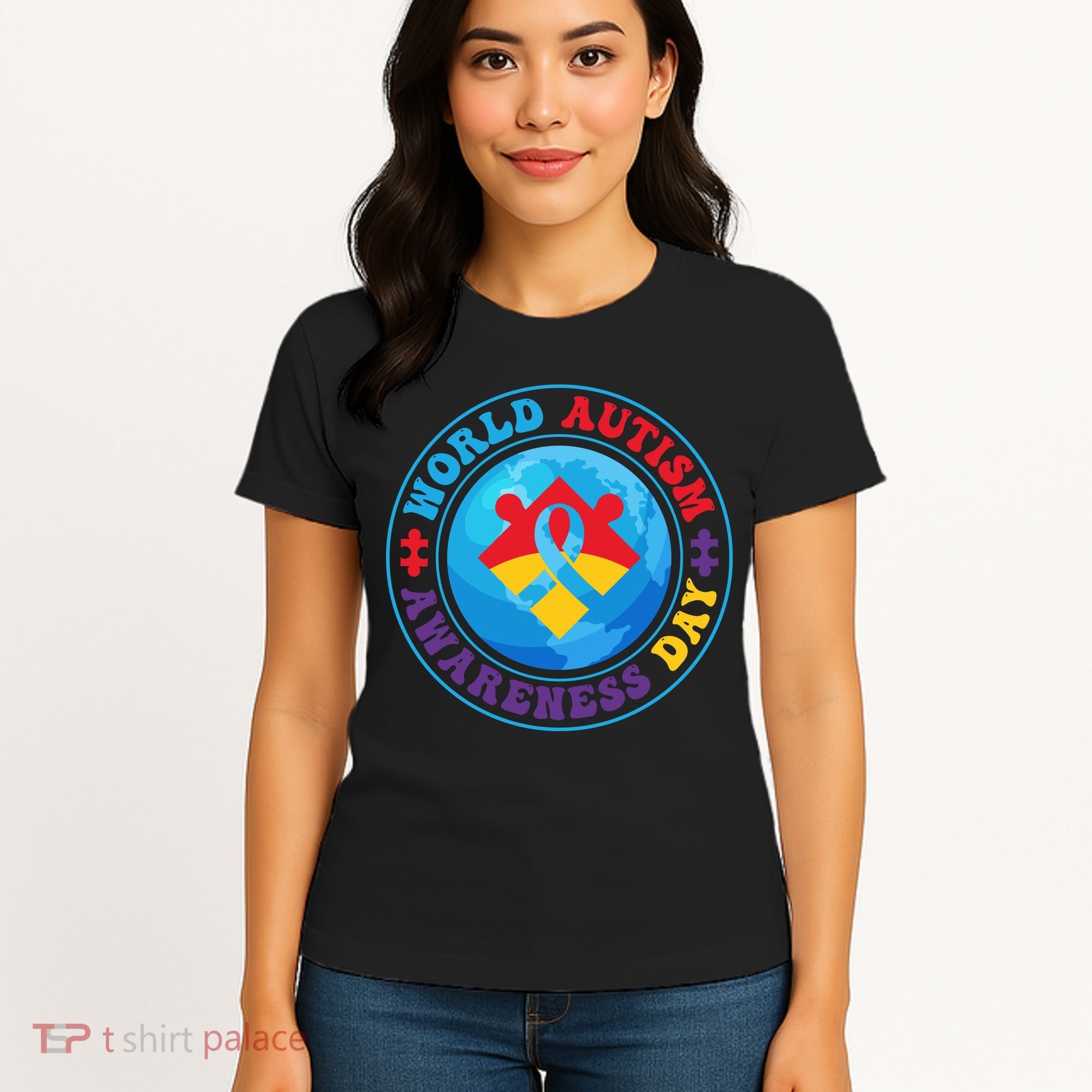 Ribbon World Autism Awareness Day Women's T-Shirt
