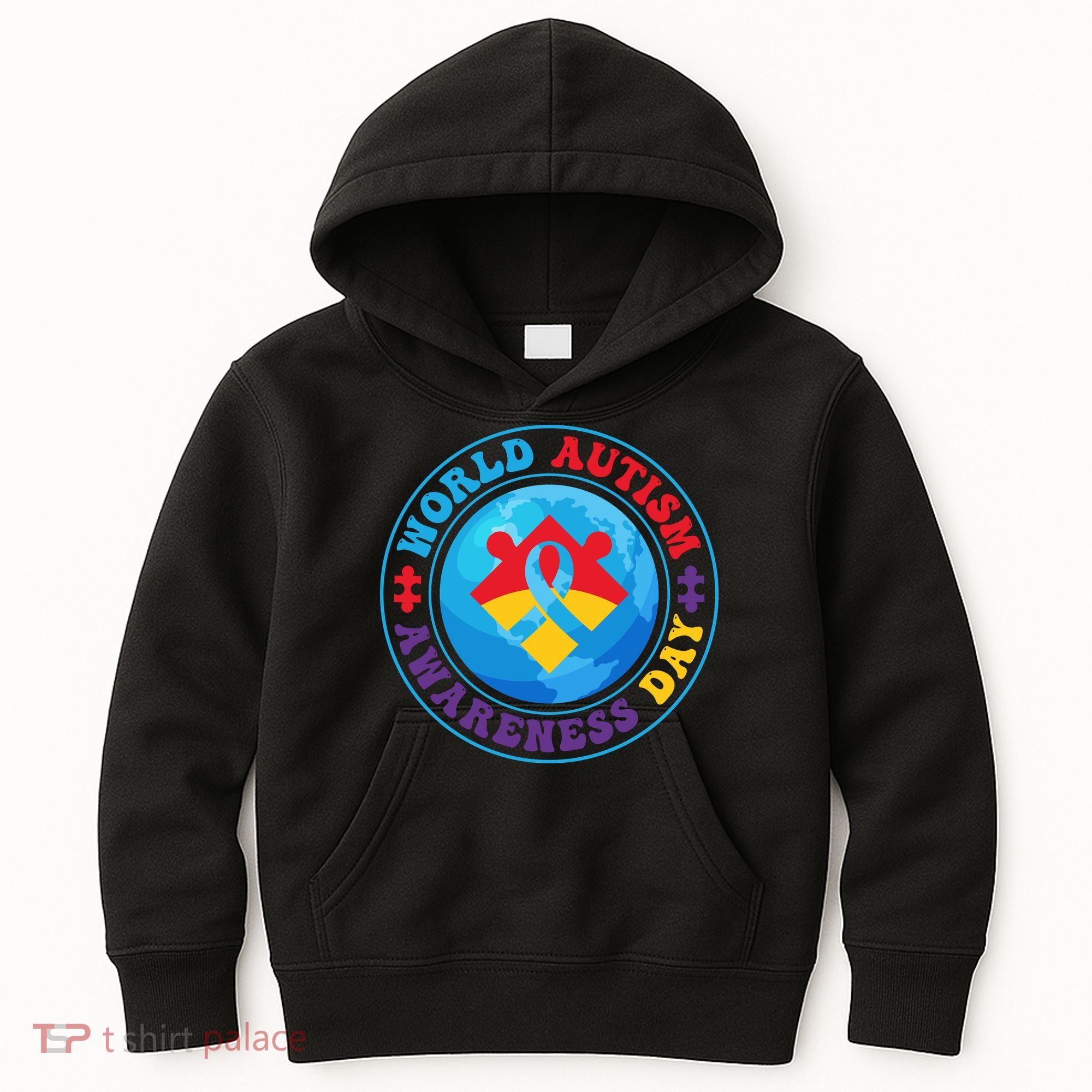 Ribbon World Autism Awareness Day Kids Hoodie