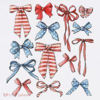 Red White And Blue American Coquette Bows Funny 4th Of July T-Shirt thumb 7