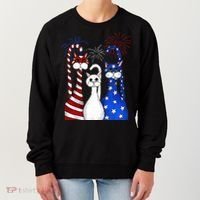 Red White Blue Cats USA Flag Firework 4th Of July Women's Sweatshirt thumb 0