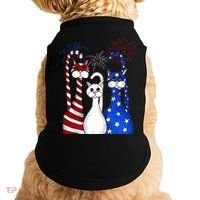 Red White Blue Cats USA Flag Firework 4th Of July Doggie Tank thumb 0