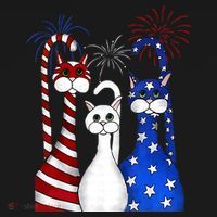 Red White Blue Cats USA Flag Firework 4th Of July Doggie Tank thumb 4