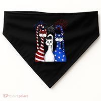Red White Blue Cats USA Flag Firework 4th Of July USA-Made Doggie Bandana thumb 0