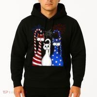 Red White Blue Cats USA Flag Firework 4th Of July Hoodie thumb 2