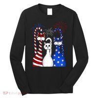 Red White Blue Cats USA Flag Firework 4th Of July Long Sleeve Shirt thumb 0