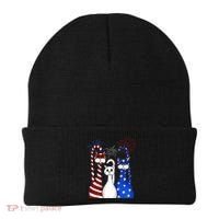 Red White Blue Cats USA Flag Firework 4th Of July Beanie thumb 0