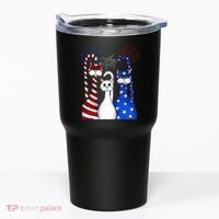 Red White Blue Cats USA Flag Firework 4th Of July Tumbler thumb 0