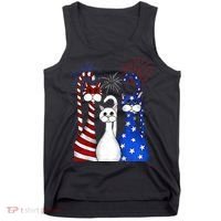 Red White Blue Cats USA Flag Firework 4th Of July Tank Top thumb 0