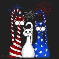 Red White Blue Cats USA Flag Firework 4th Of July Golf Towel thumb 3