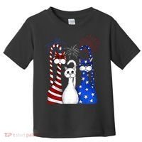 Red White Blue Cats USA Flag Firework 4th Of July Toddler T-Shirt thumb 0