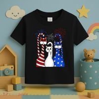Red White Blue Cats USA Flag Firework 4th Of July Toddler T-Shirt thumb 3