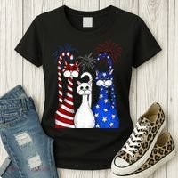 Red White Blue Cats USA Flag Firework 4th Of July Women's T-Shirt thumb 3