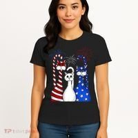 Red White Blue Cats USA Flag Firework 4th Of July Women's T-Shirt thumb 4