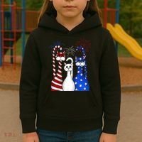 Red White Blue Cats USA Flag Firework 4th Of July Kids Hoodie thumb 3