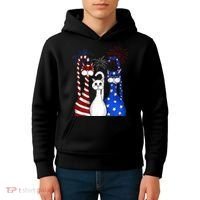 Red White Blue Cats USA Flag Firework 4th Of July Kids Hoodie thumb 4