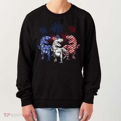 Red White Blue T Rex Dinosaur Firework 4th Of July Women's Sweatshirt