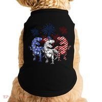 Red White Blue T Rex Dinosaur Firework 4th Of July Doggie Tank thumb 0