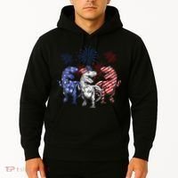 Red White Blue T Rex Dinosaur Firework 4th Of July Hoodie thumb 2