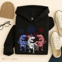 Red White Blue T Rex Dinosaur Firework 4th Of July Hoodie thumb 4