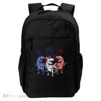 Red White Blue T Rex Dinosaur Firework 4th Of July Backpack thumb 0