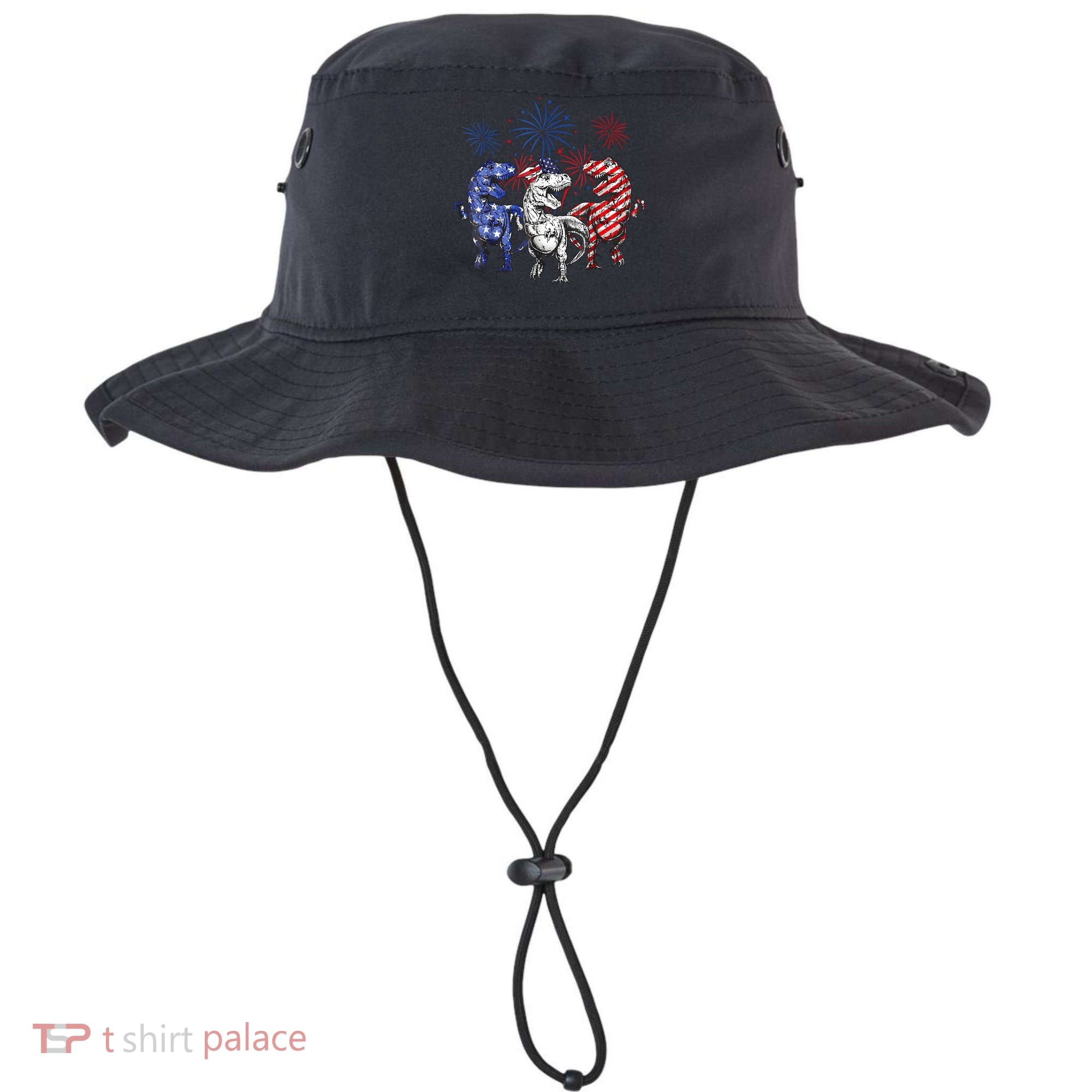 Red White Blue T Rex Dinosaur Firework 4th Of July Bucket Hat