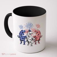 Red White Blue T Rex Dinosaur Firework 4th Of July Coffee Mug thumb 0