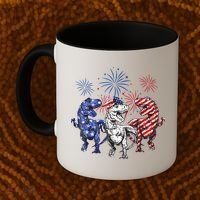Red White Blue T Rex Dinosaur Firework 4th Of July Coffee Mug thumb 2